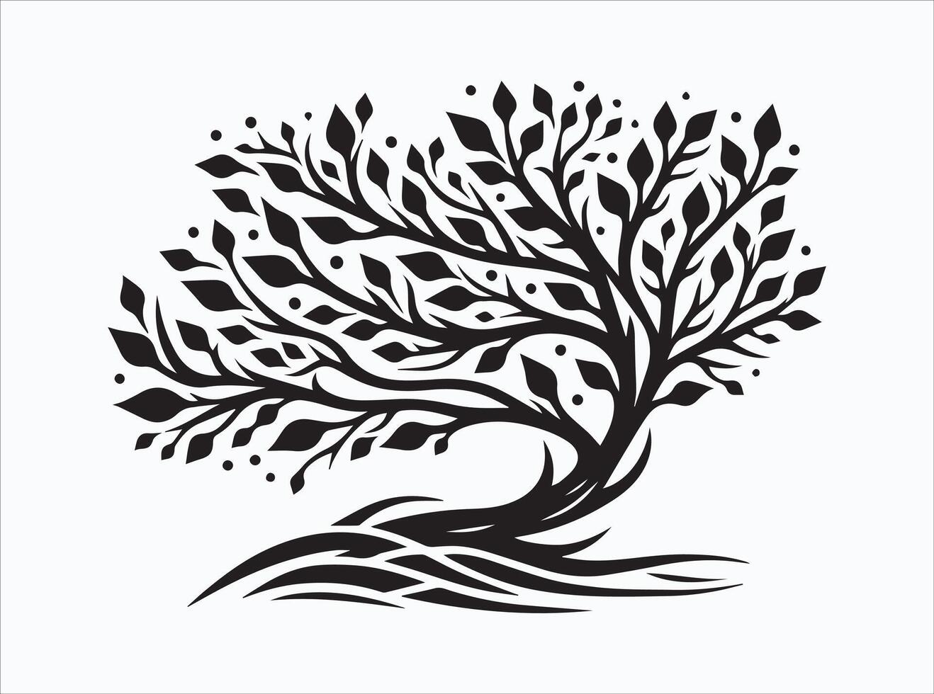 Elegant Black Color Tree Branch Silhouette for Creative Designs vector