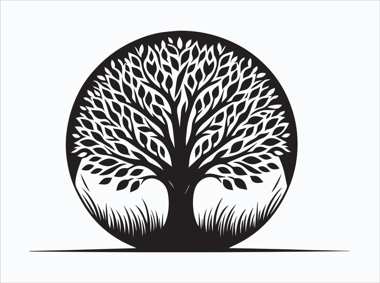 Beautiful Black Color Tree Silhouette for Creative Projects vector