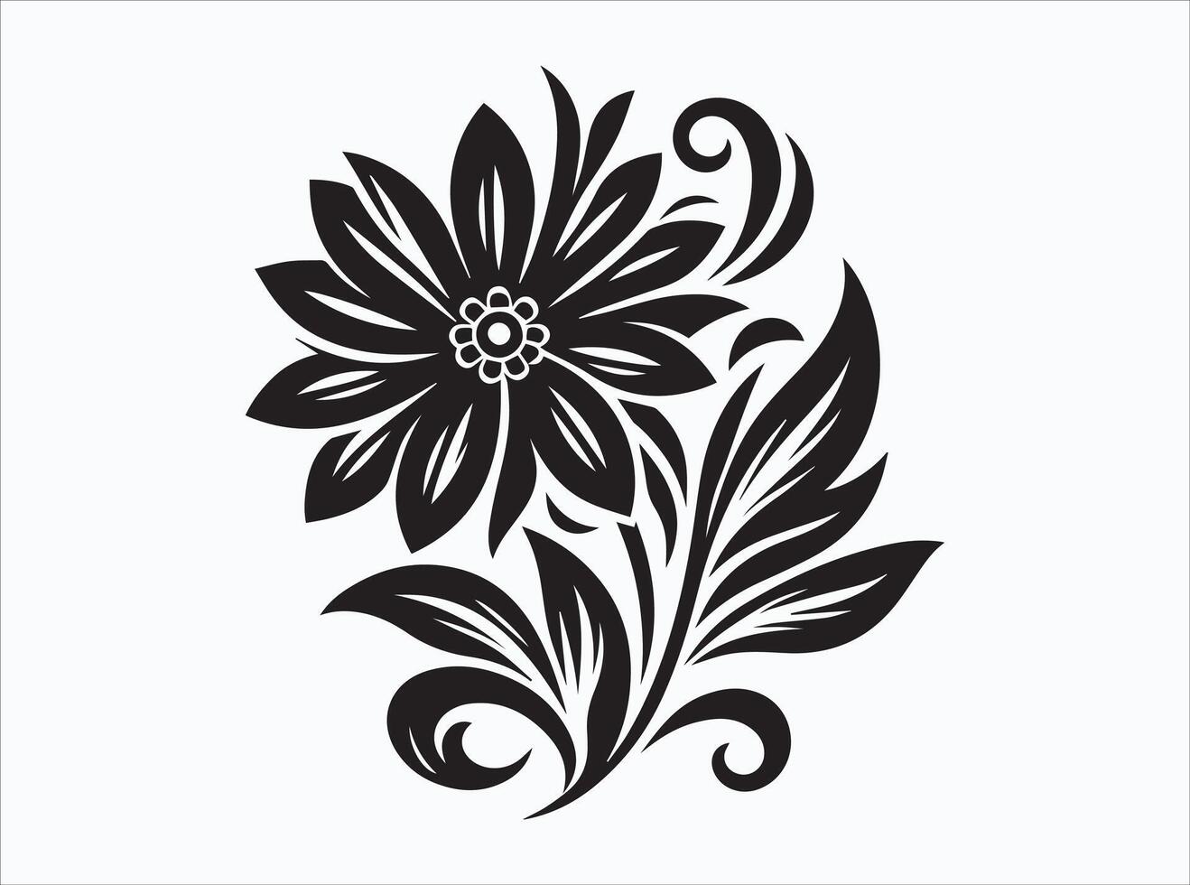 Solid Black Color Flower Silhouette with Delicate Petals vector