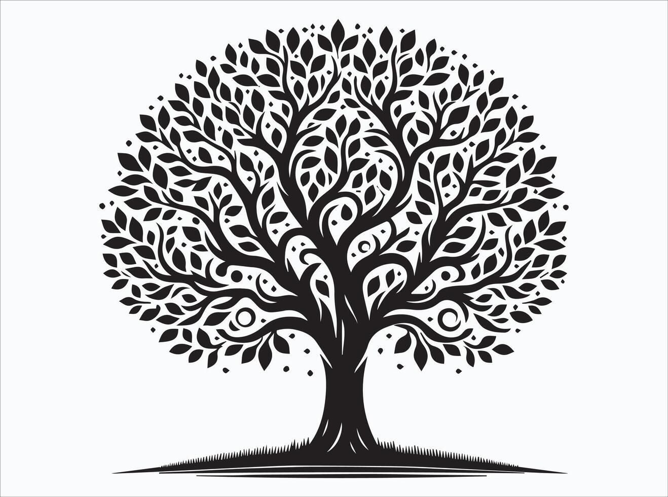 Black Color Tree Silhouette for Greeting Cards and Invitations vector