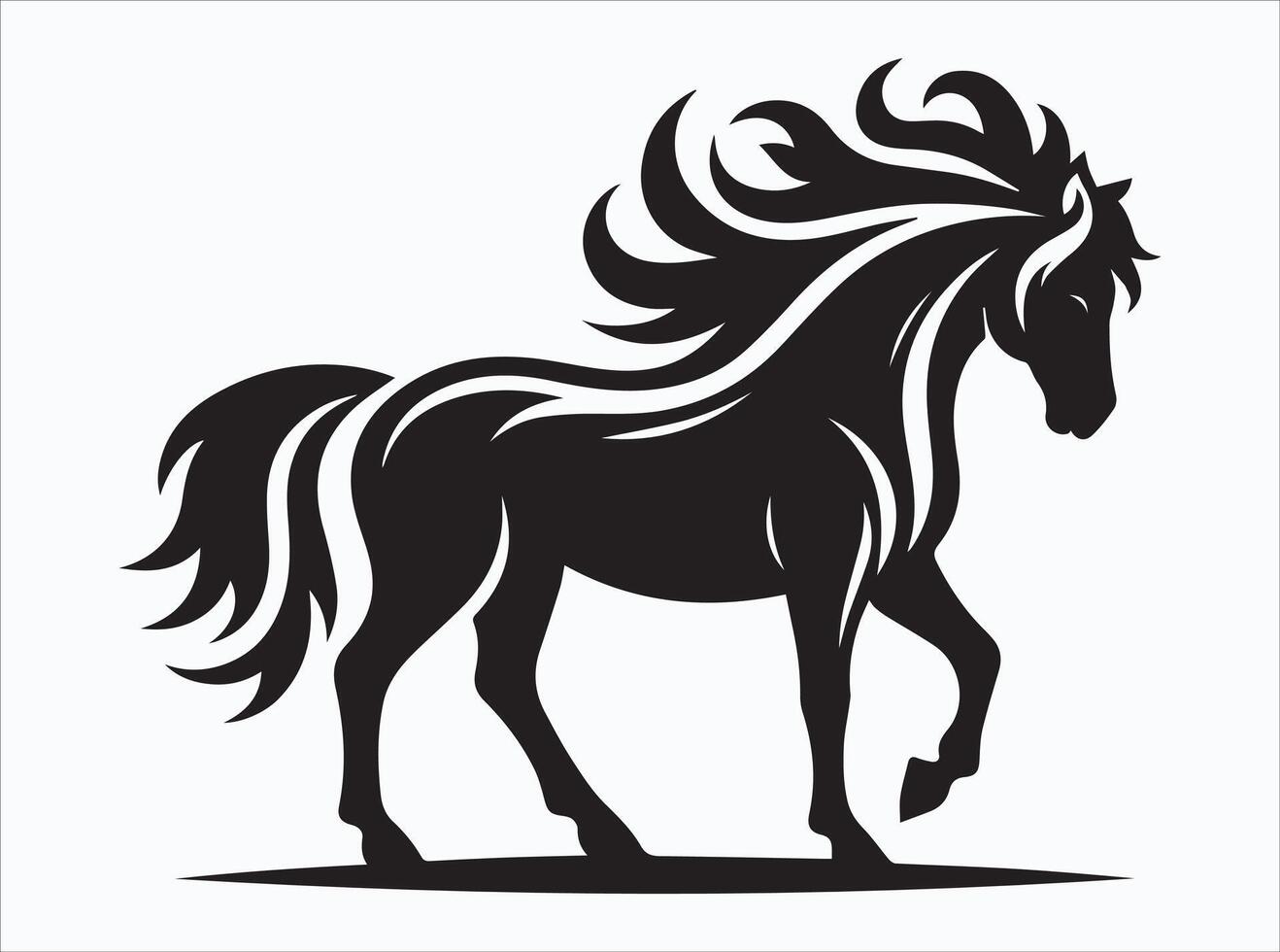 Solid Black Color Horse Silhouette in Running Motion vector