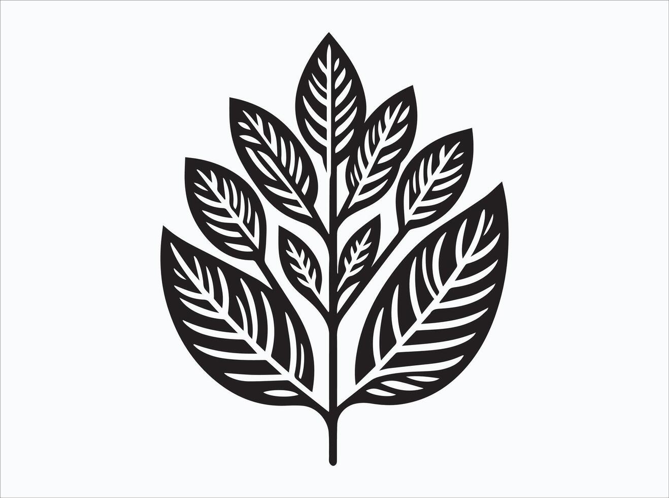 Black Color Leaf Silhouette Featuring Different Tree Leaves vector
