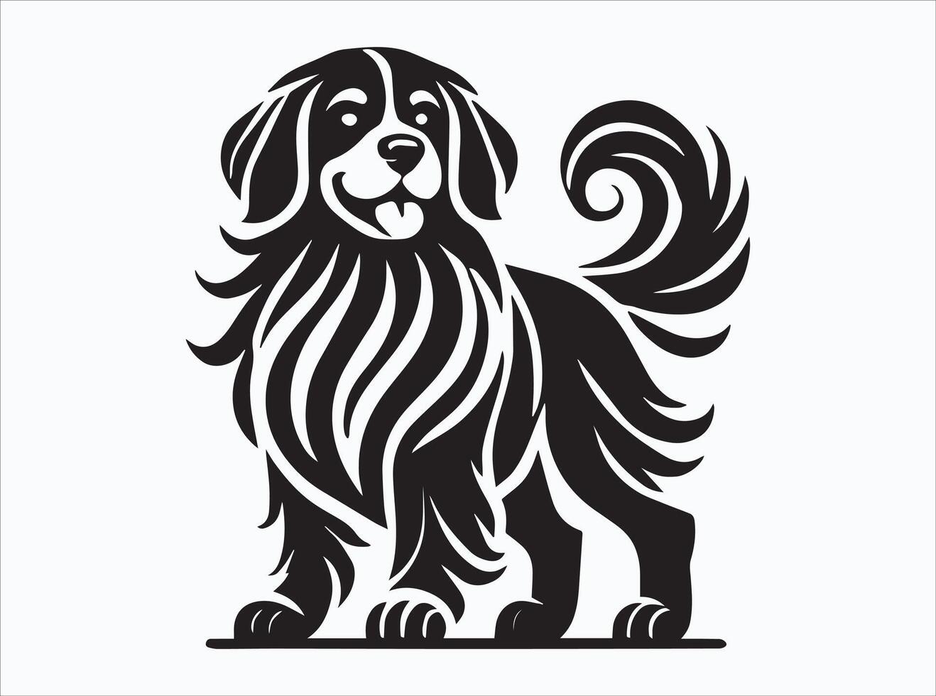 Solid Black Color Dog Silhouette Featuring Different Breeds vector