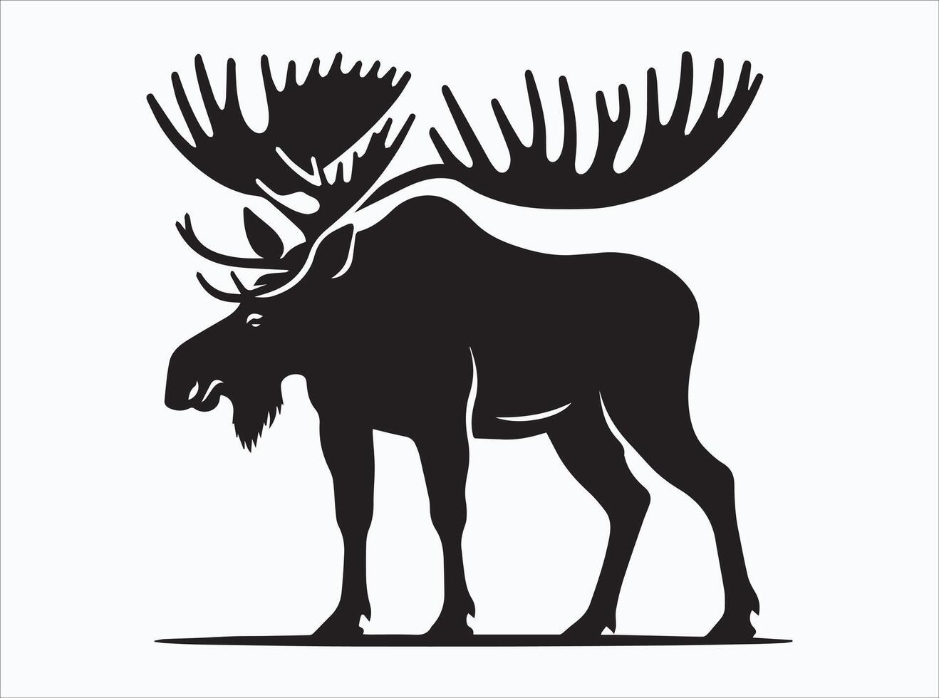 Black Color Moose Silhouette of Standing and Walking Moose vector