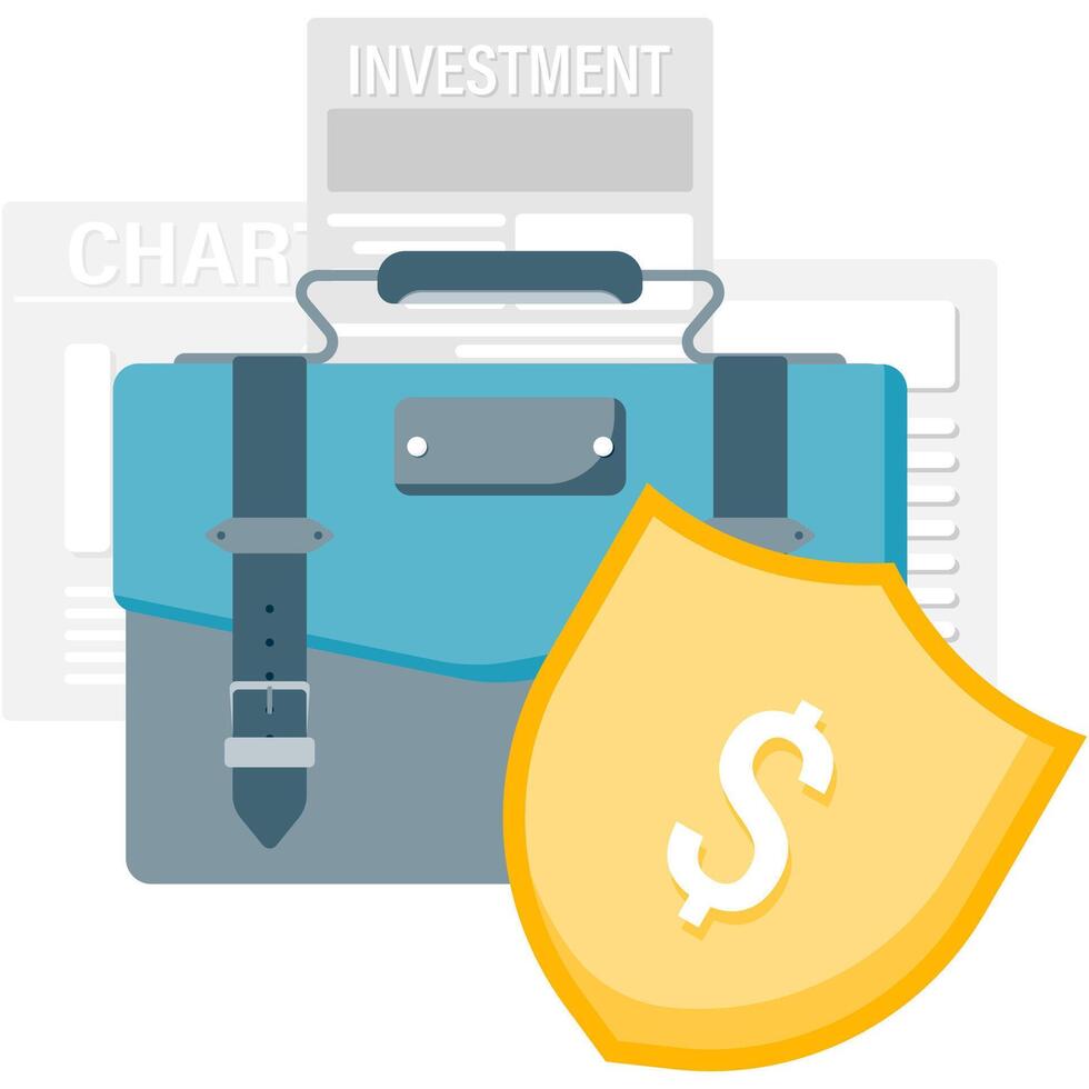 investment security, business illustrations and financial reports vector