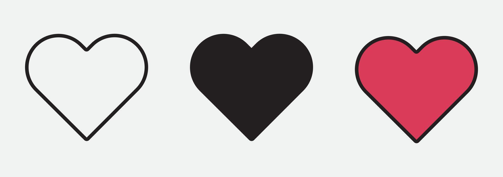 Stylish Heart Icons Set for Design Projects vector
