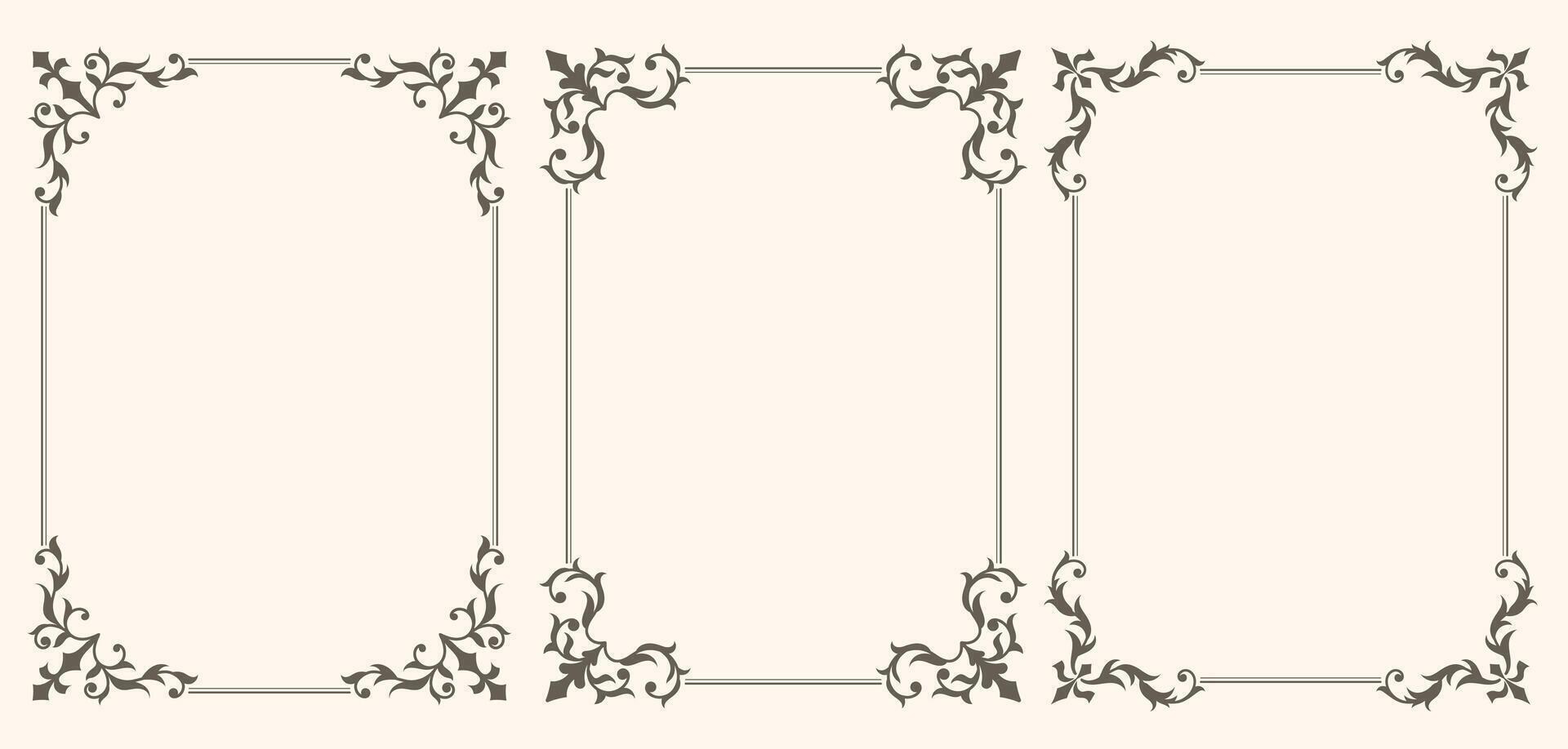 Vintage frames with curls vector