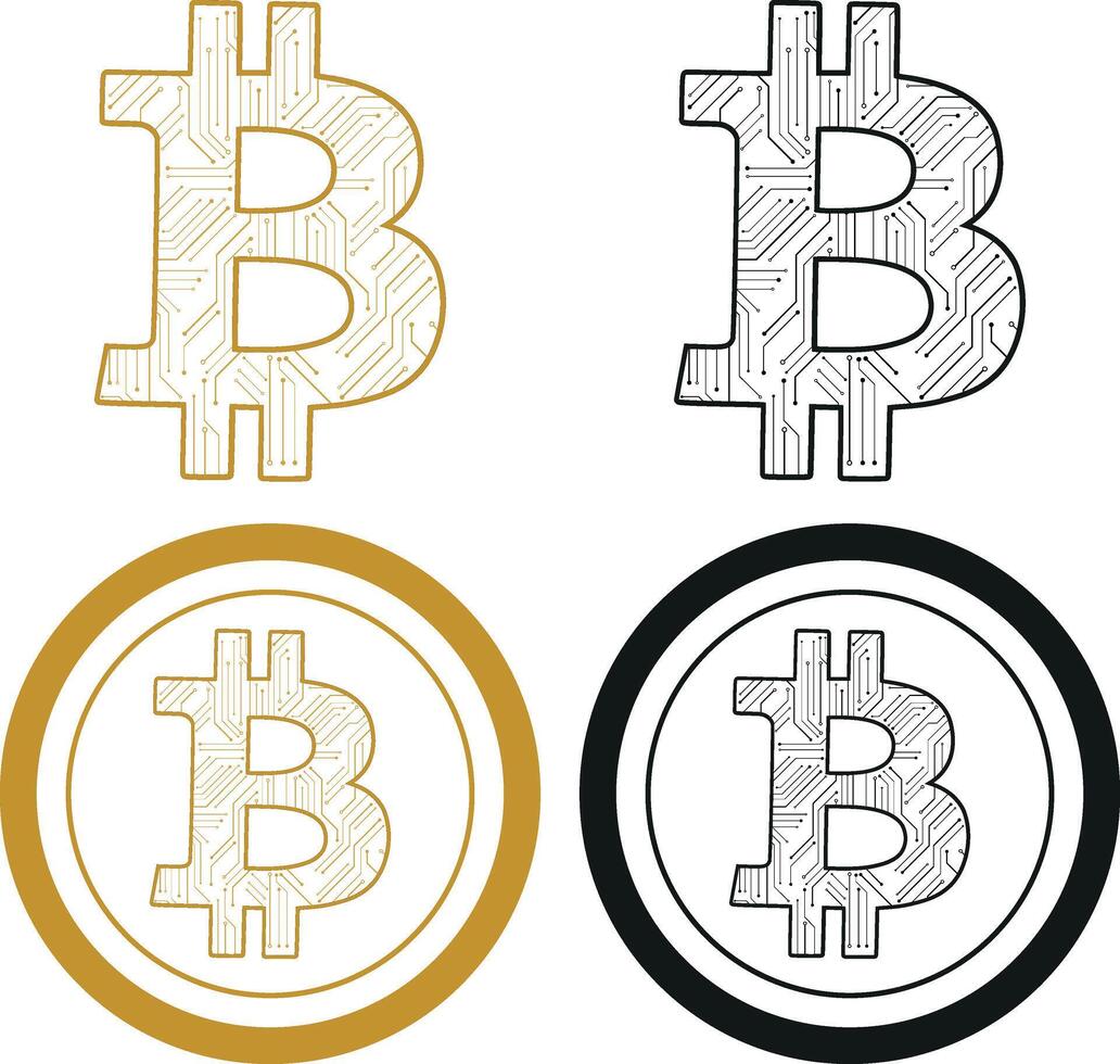 Bitcoin Digital cryptocurrency vector