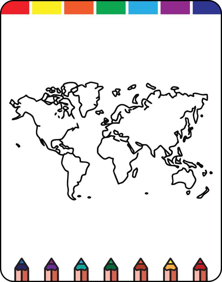World map coloring page vector