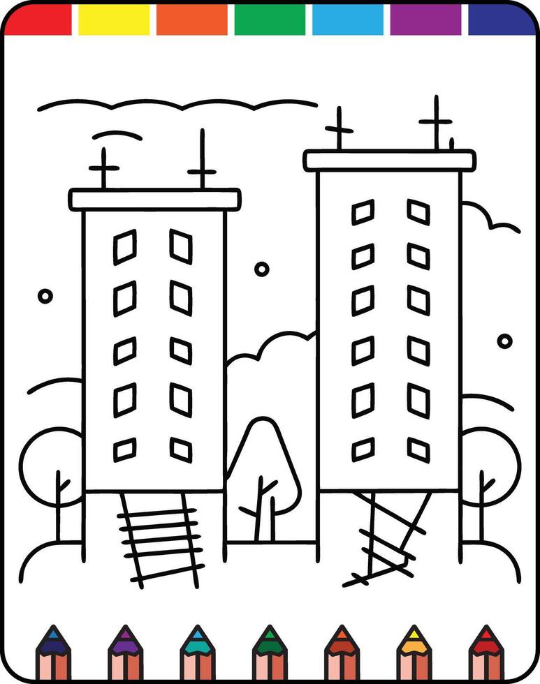 Color by number cityscape coloring pages vector