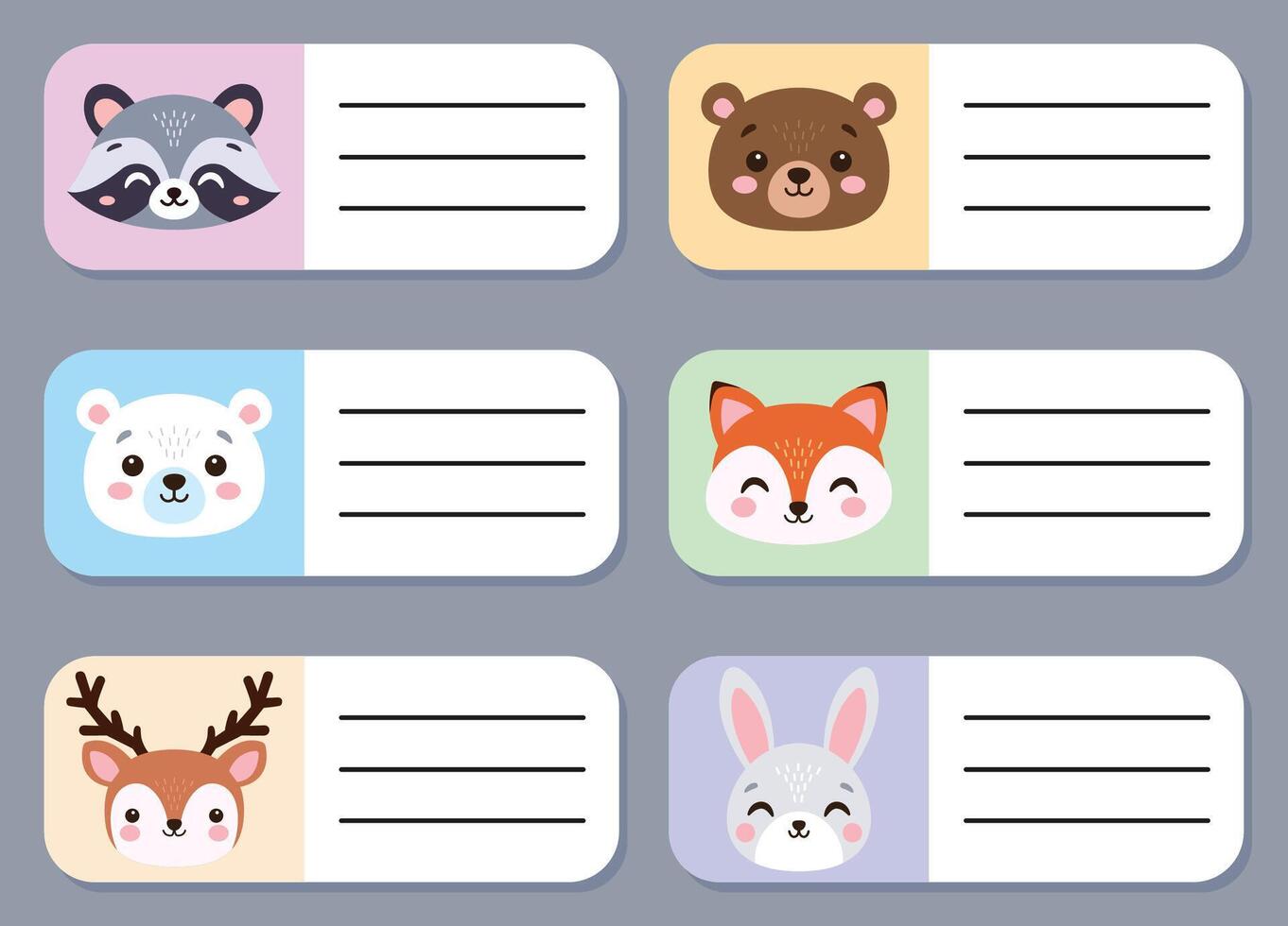Forest animal stickers. Hand-drawn. illustration. vector