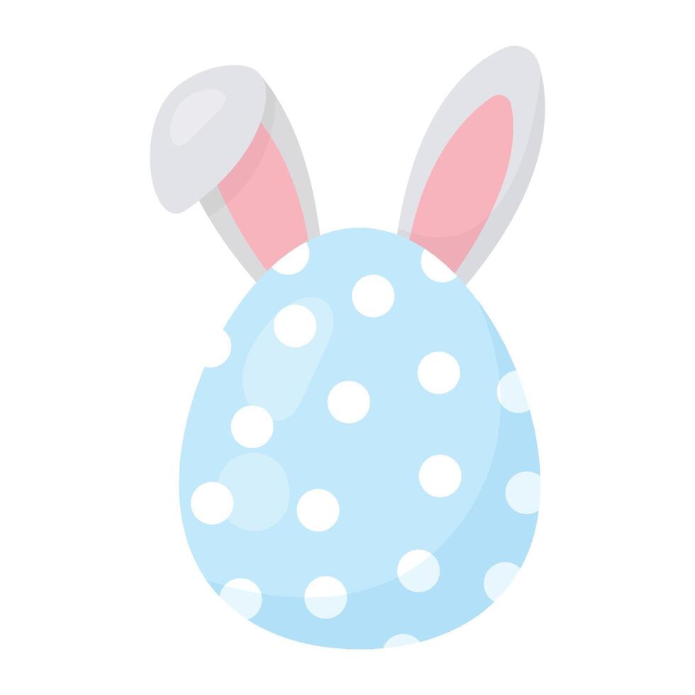Easter egg with bunny ears. illustration in flat style. vector