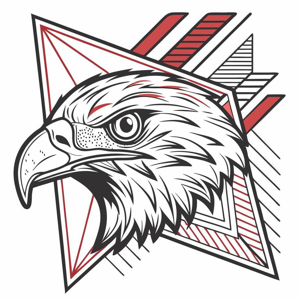 Powerful Eagle Head Graphic Red. vector