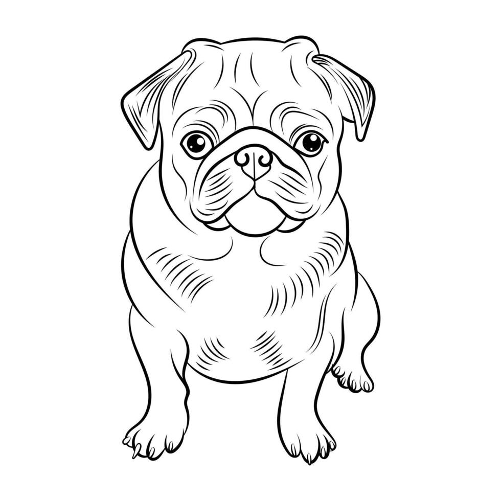 Playful Pug Puppy Cartoon Coloring Page for Young Artists vector