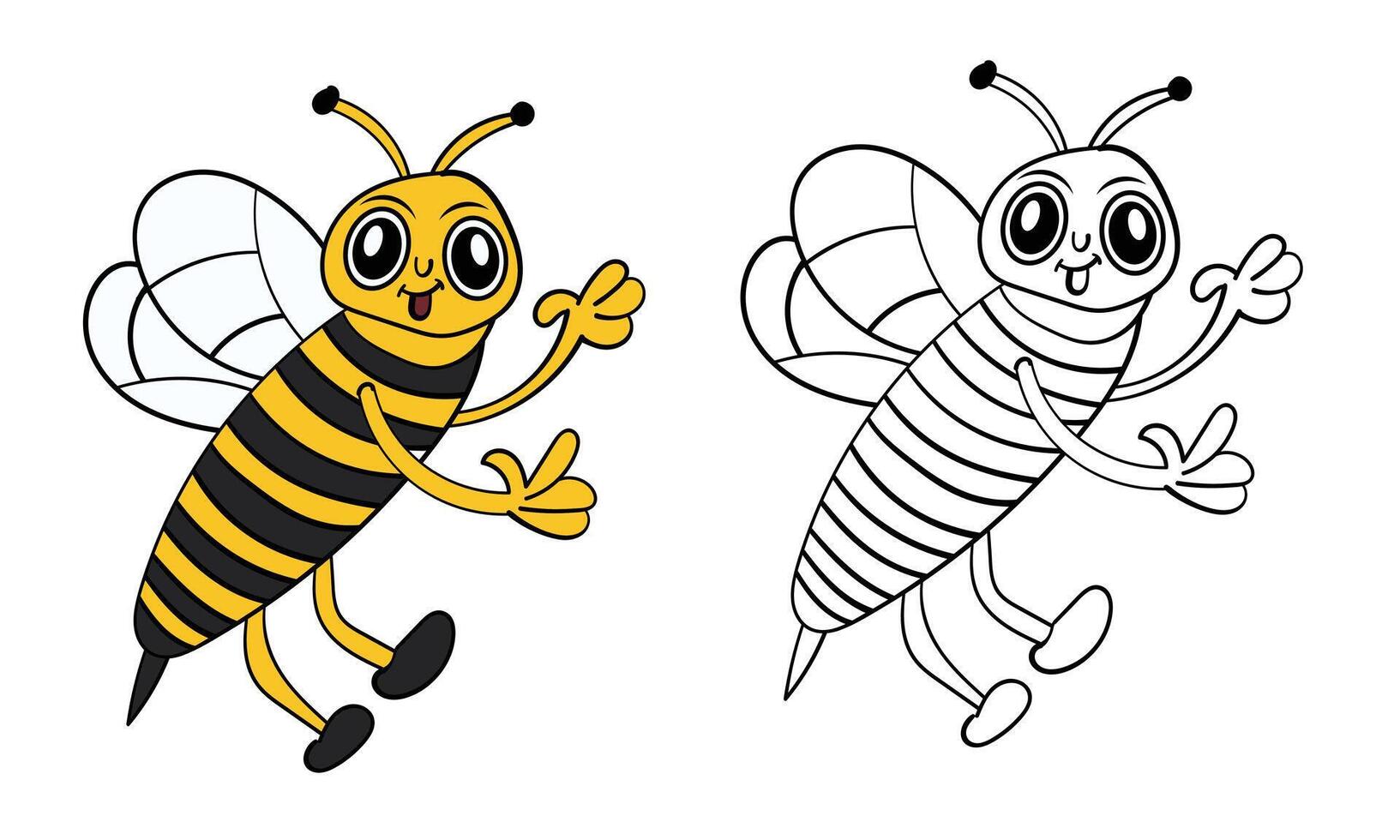 Coloring Fun for Kids, Back-to-School Edition with Cute Cartoon Bees vector