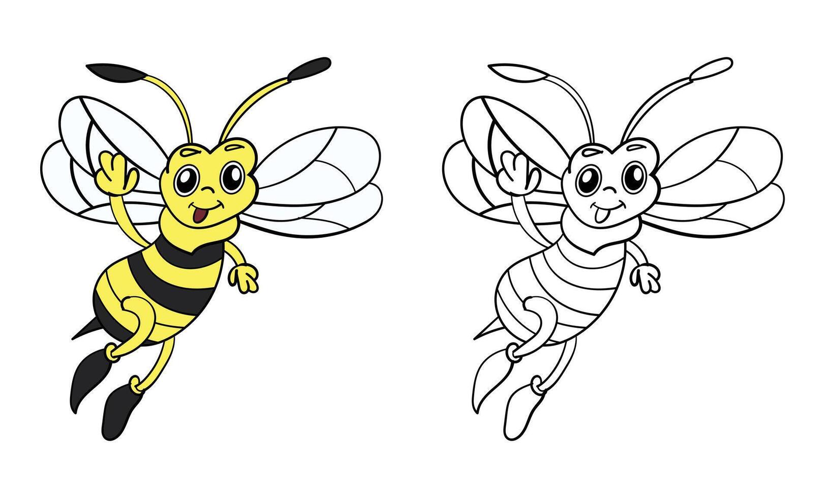 Cartoon Bee Coloring Pages for Kids Back-to-School Fun with Cute Characters vector