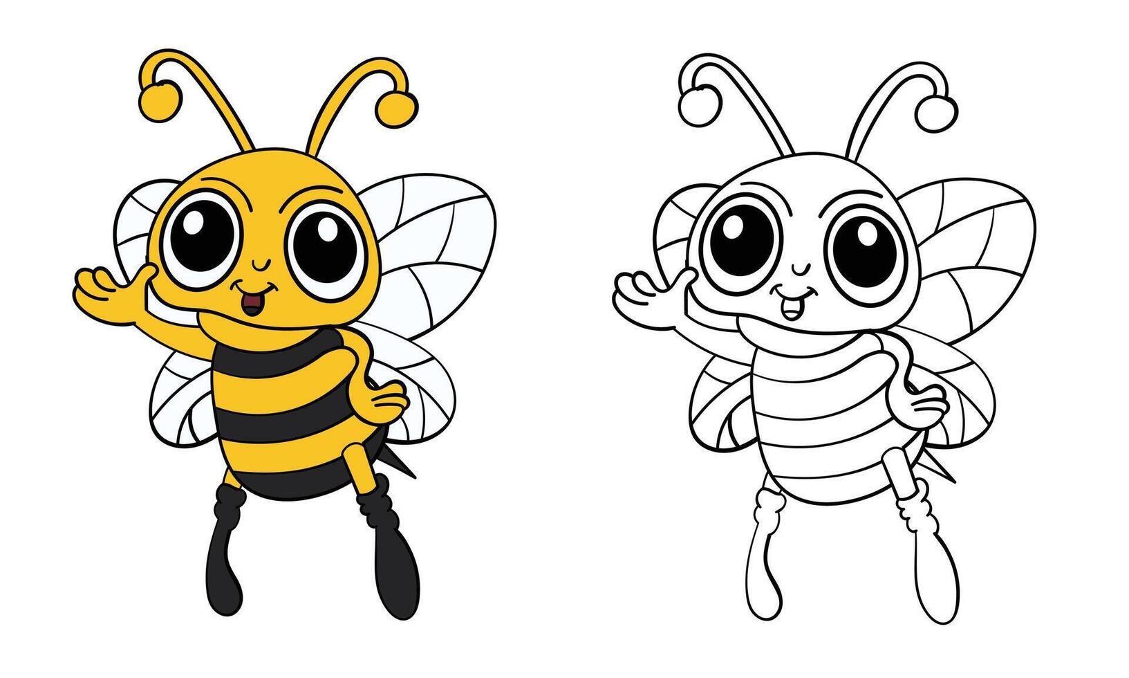 Creative Learning for Children Back-to-School Cartoon Bee Coloring Book vector