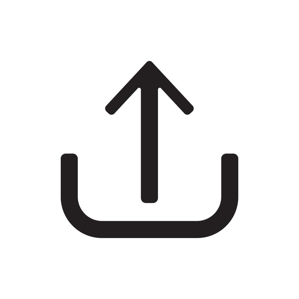 Up arrow icon on white background, black and white illustration vector