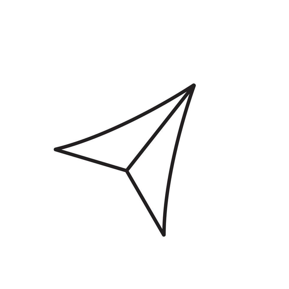 A black and white drawing of a paper airplane vector