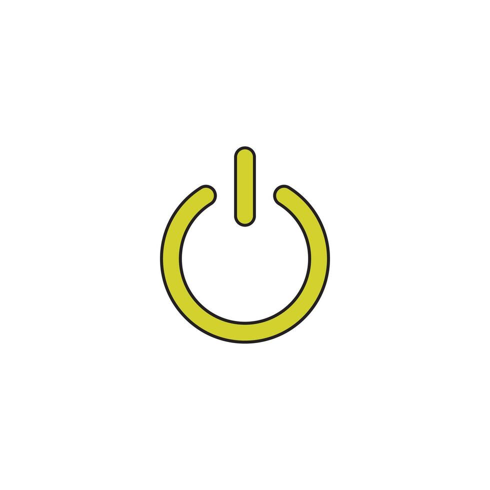 A yellow power button icon on a white background vector