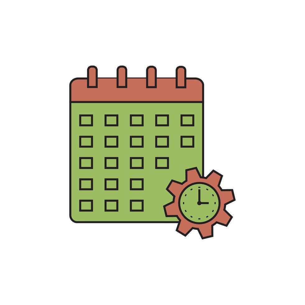 A calendar and clock icon on a white background vector