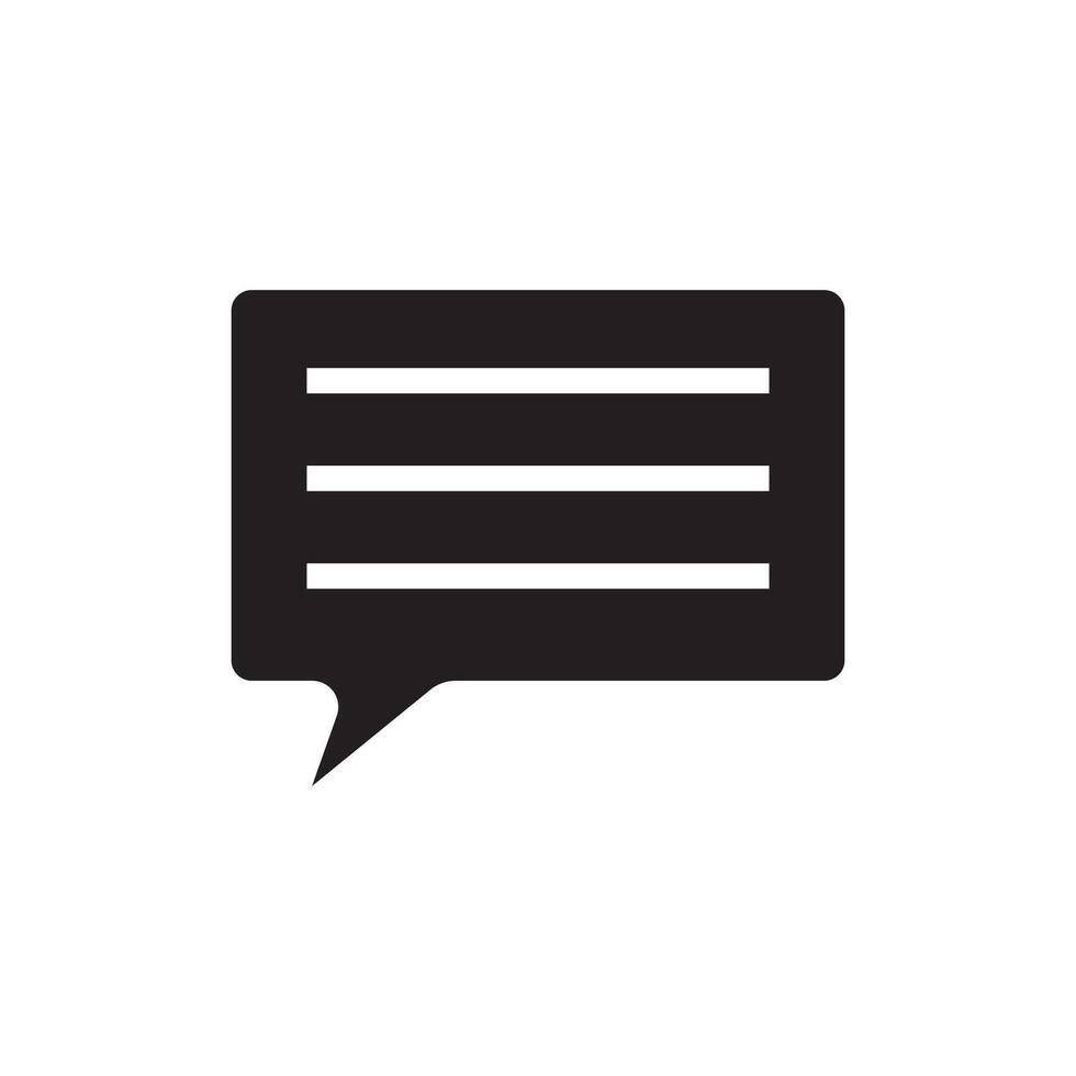 A black and white speech bubble icon on a white background vector