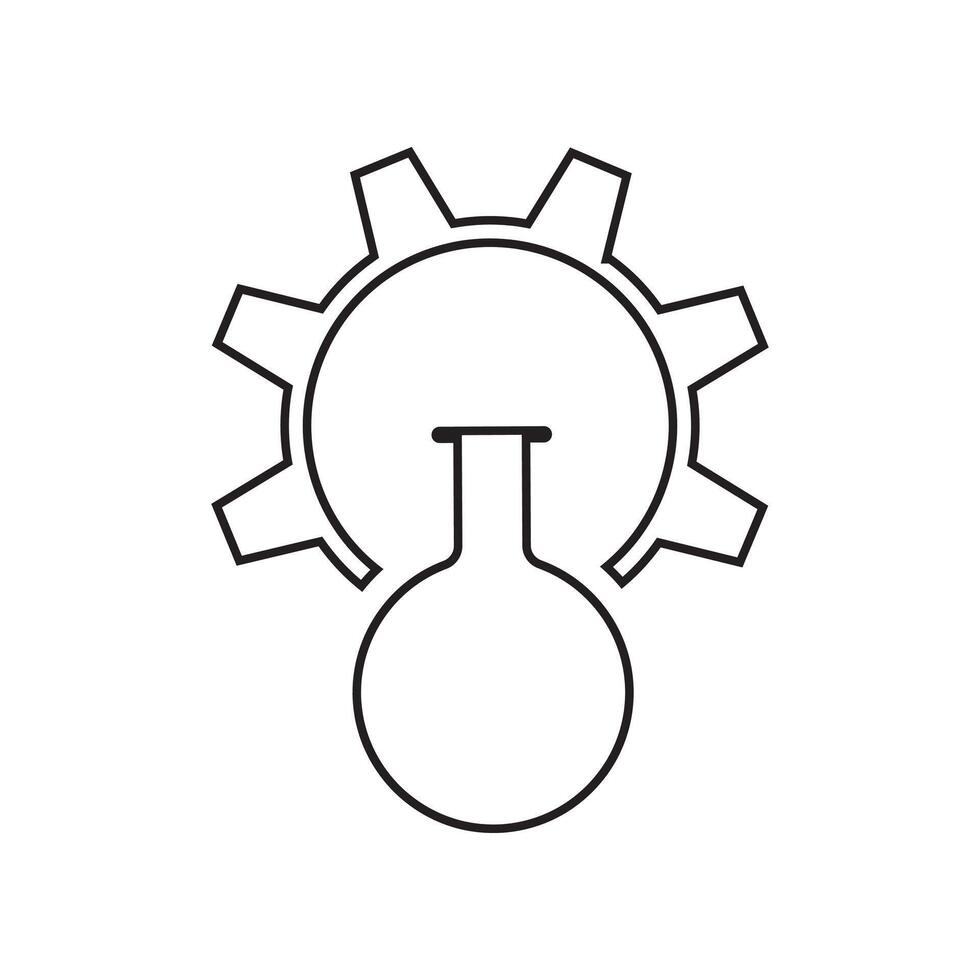 A black and white line drawing of a chemical flask vector