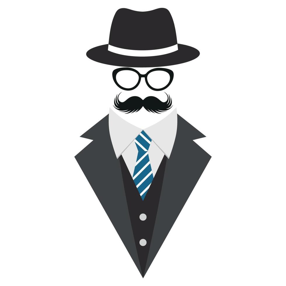 Illustration of a hipster man with a mustache and a hat vector