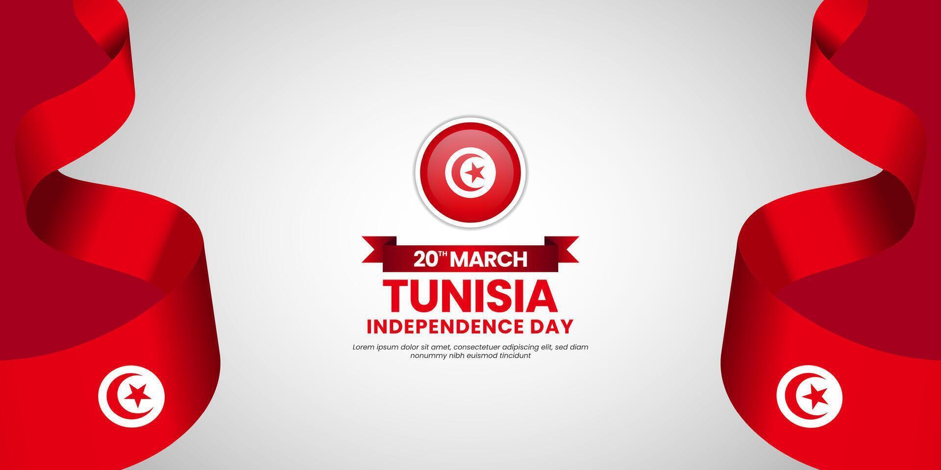 Tunisia flag for Independence day on white background with copyspace vector