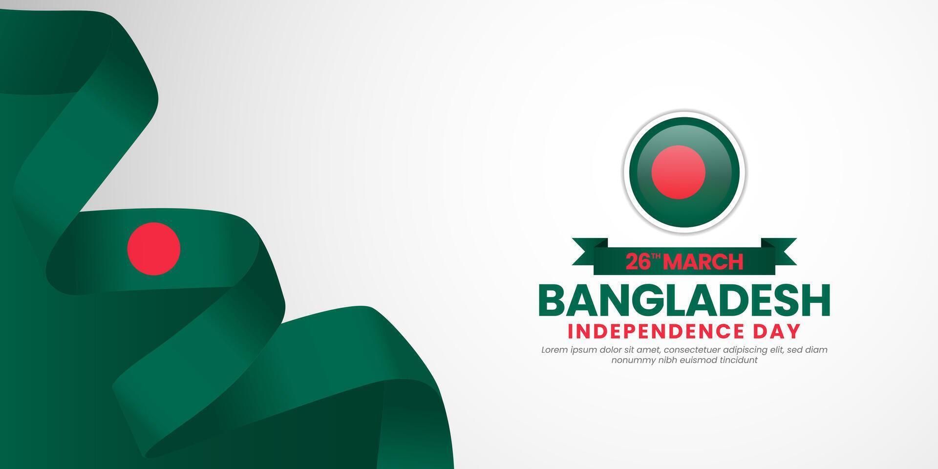 Bangladesh independence day greeting card, banner design element with national flag ribbon vector