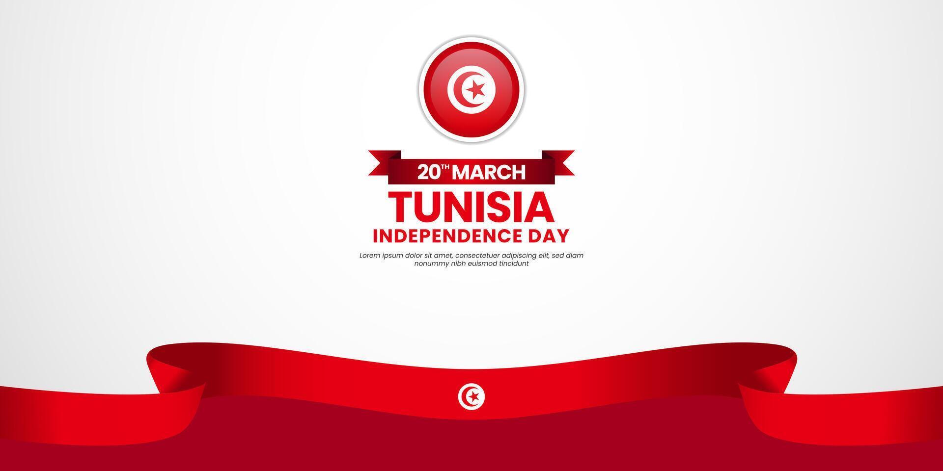 Tunisia national flag for Independence day on white background with copyspace area vector