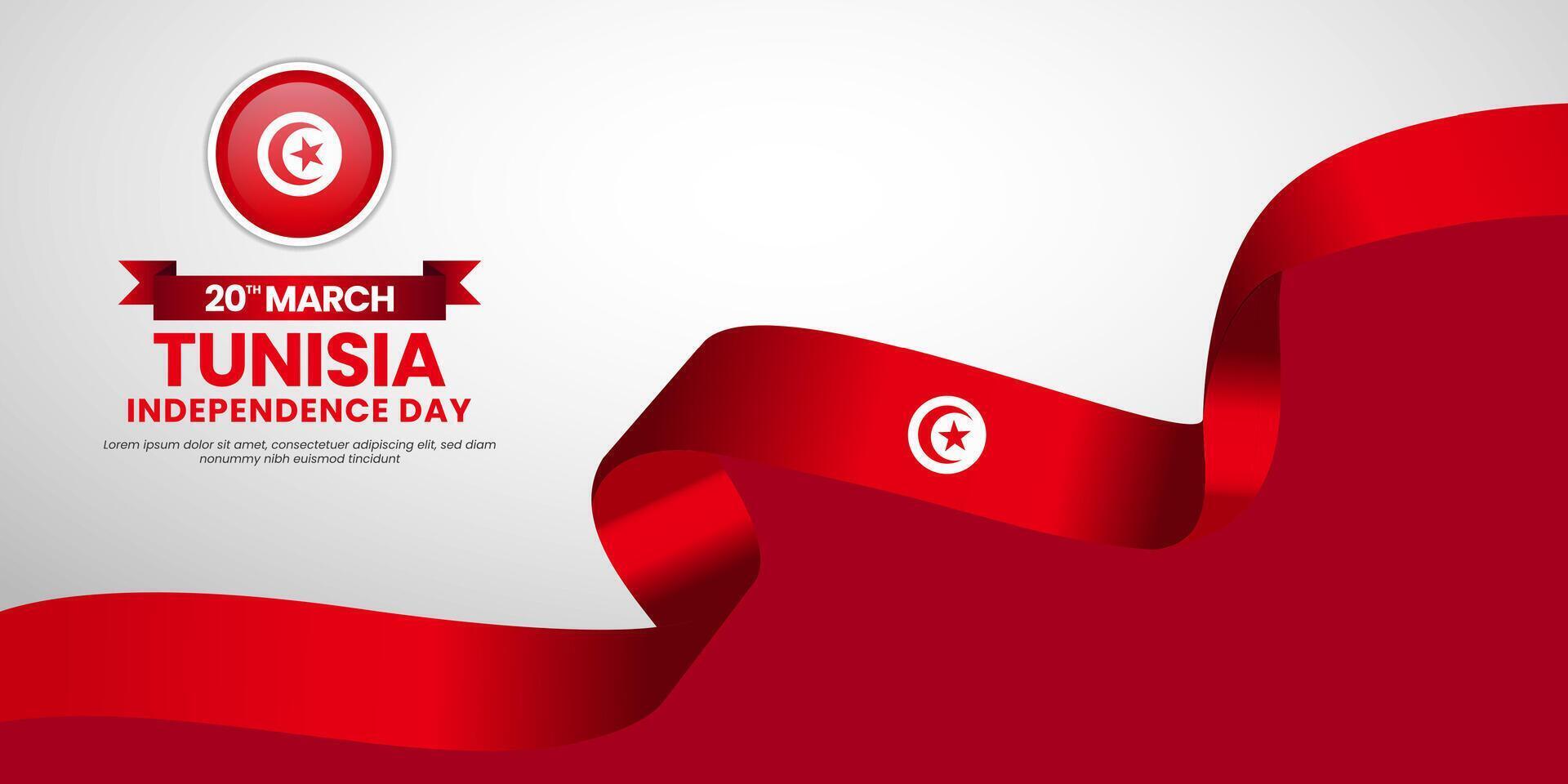 Tunisia flag banner background template for Independence day vector