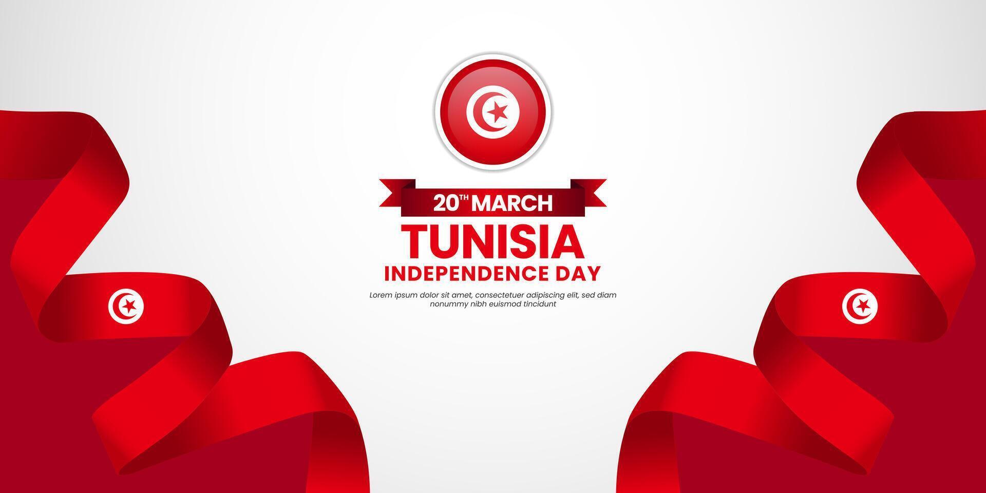 Tunisia national flag for Independence day on white background with copyspace vector