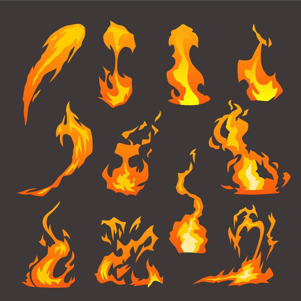 Stylized fire flames on dark background vector