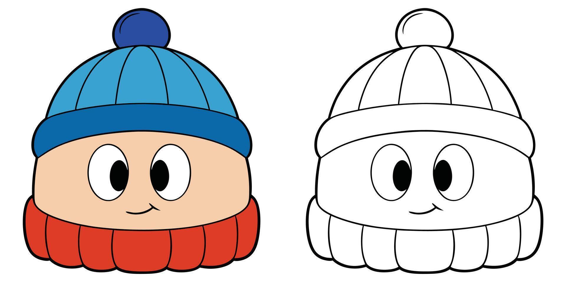 Cute Beanie Cartoon Coloring Book For Kids Printable Outline vector