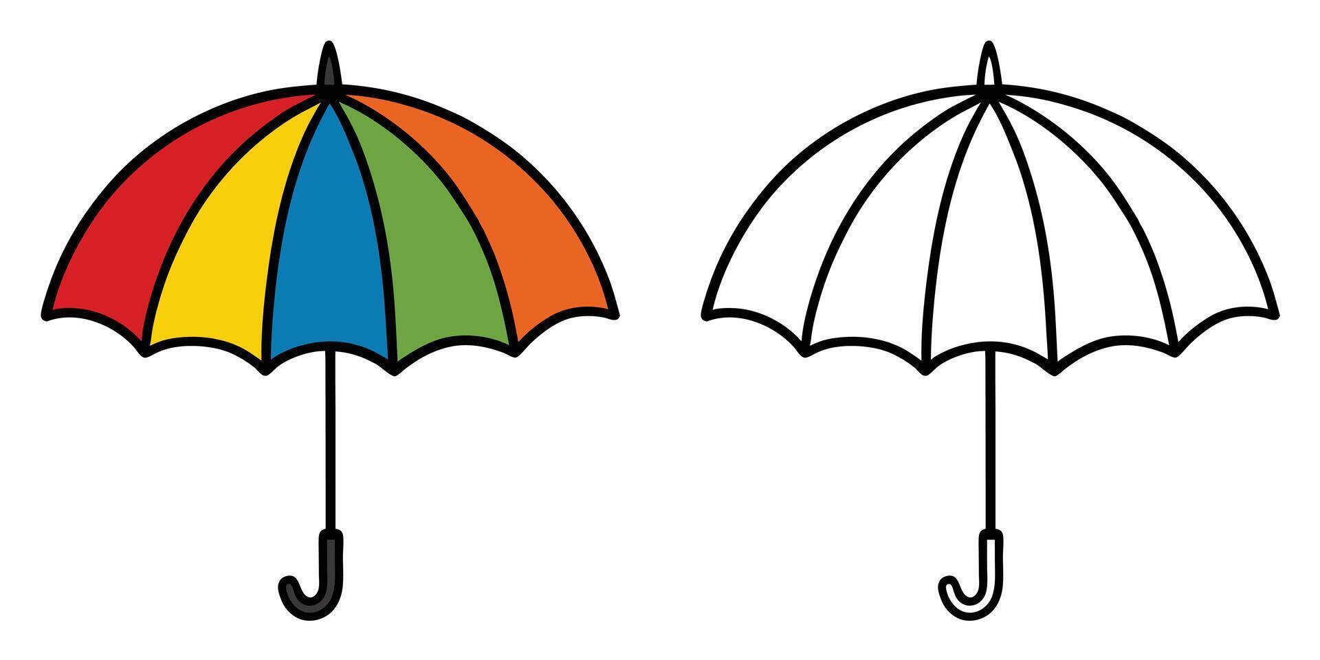 Colorful Umbrella Coloring Book For Kids Printable vector