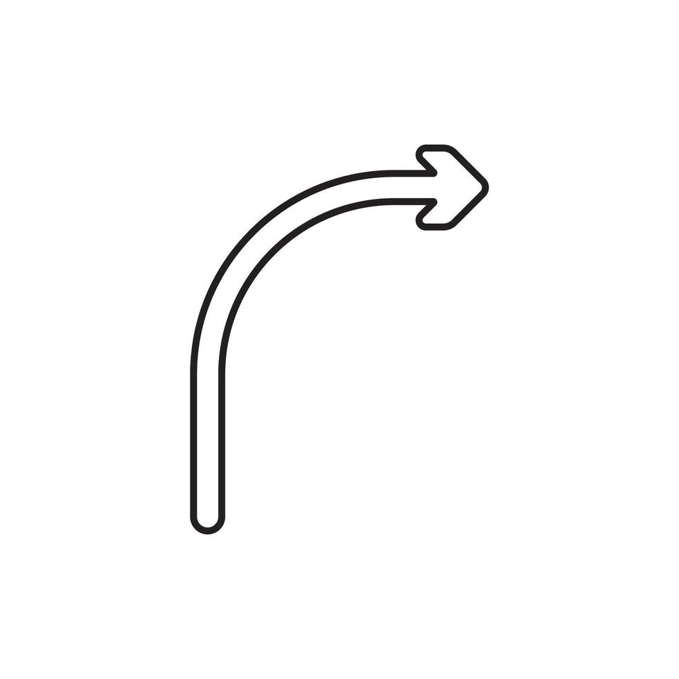 A curved arrow pointing to the right vector