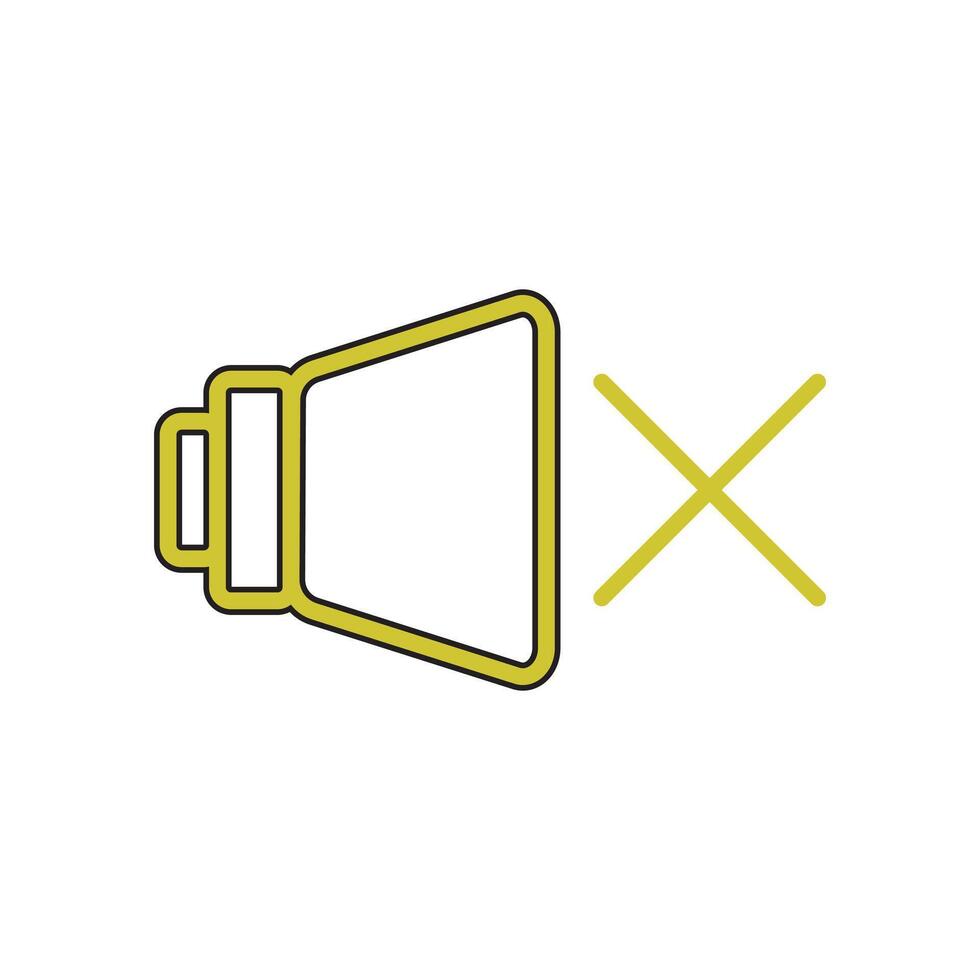 A yellow megaphone icon with a cross on it vector