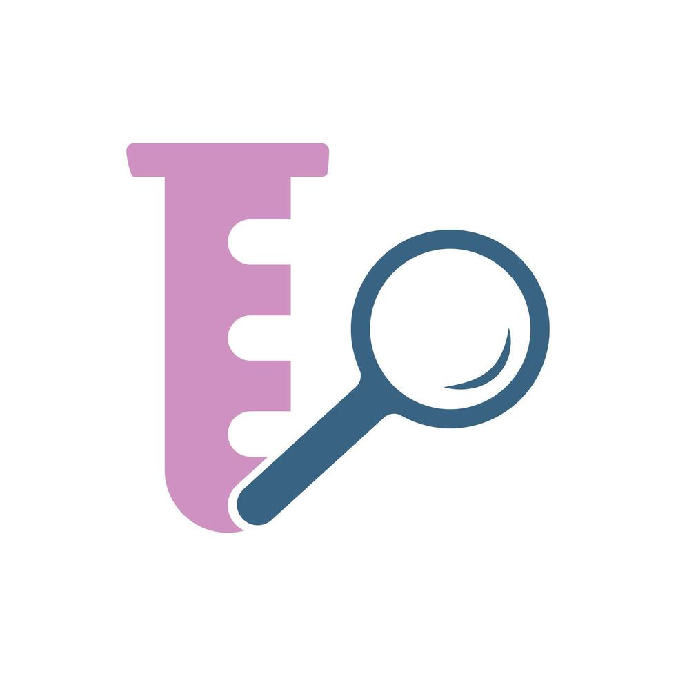 A test tube with a magnifying glass and a magnifying glass vector