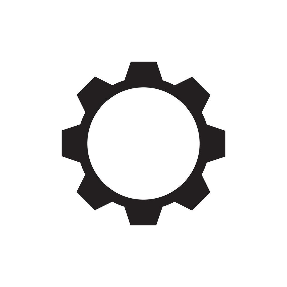 A black and white gearwheel icon on a white background vector