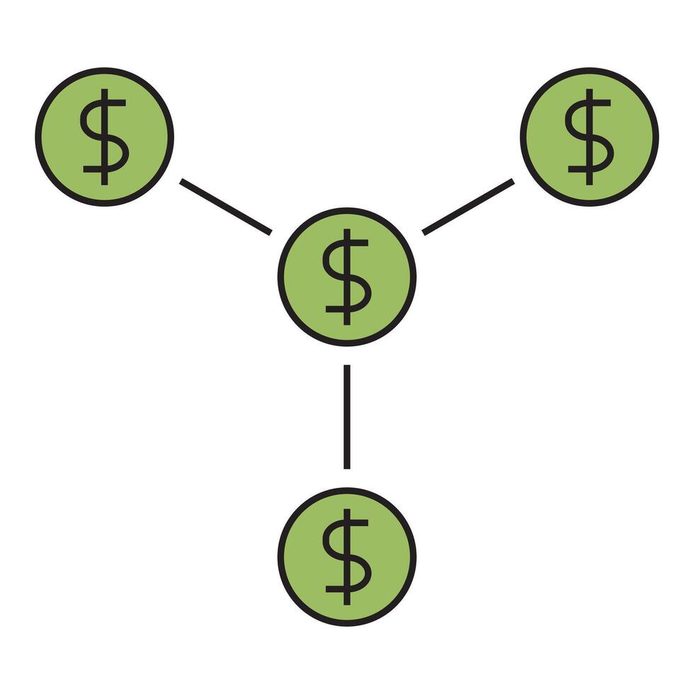 A diagram of a network of money vector