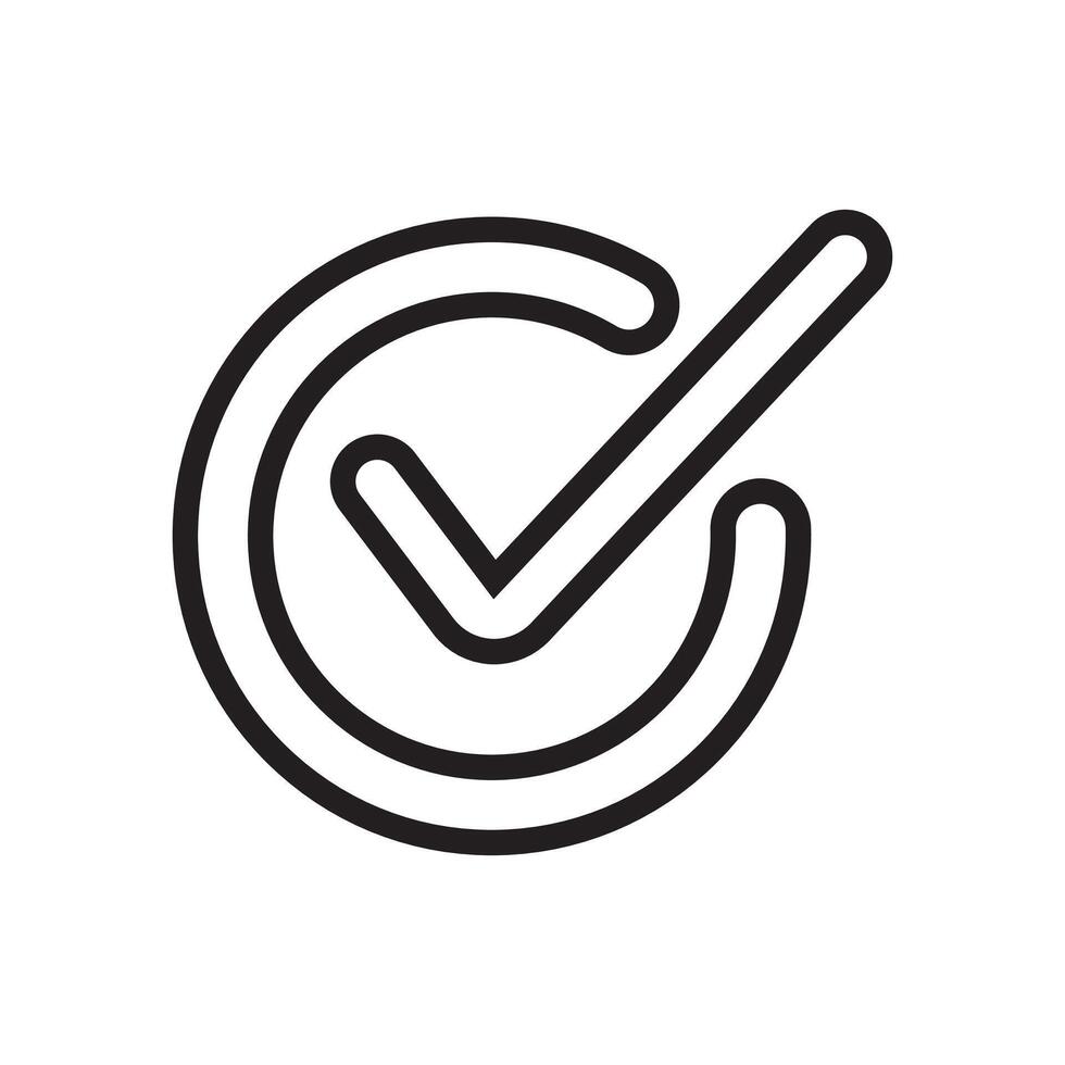 Check mark in a circle, line icon, illustration vector