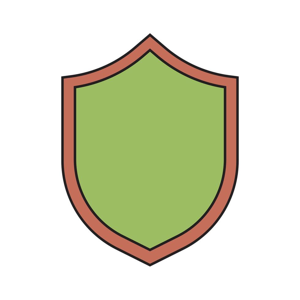 A green and red shield icon on a white background vector