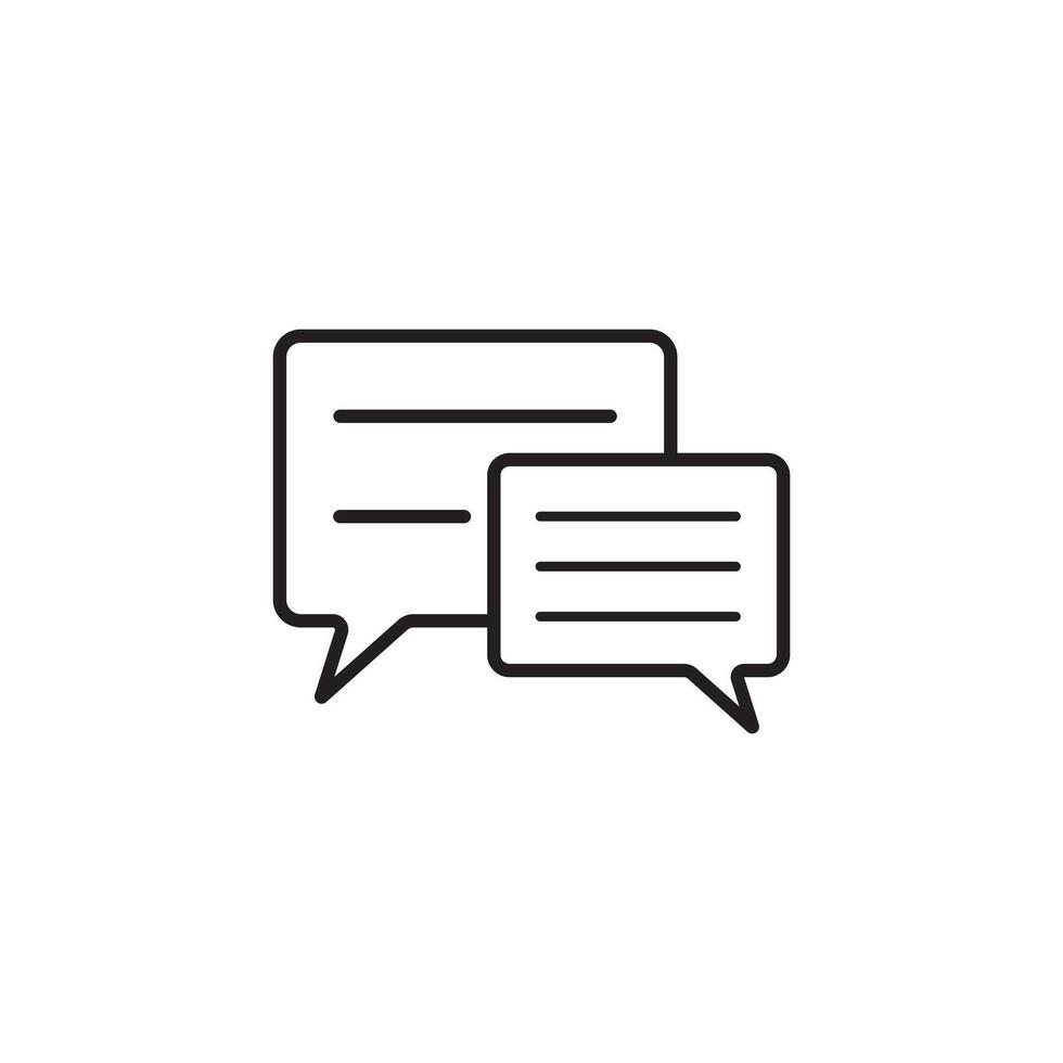 A black and white icon of two speech bubbles vector
