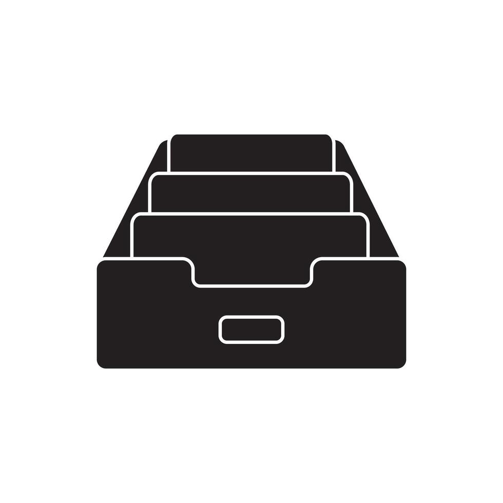 A black and white image of a file cabinet vector