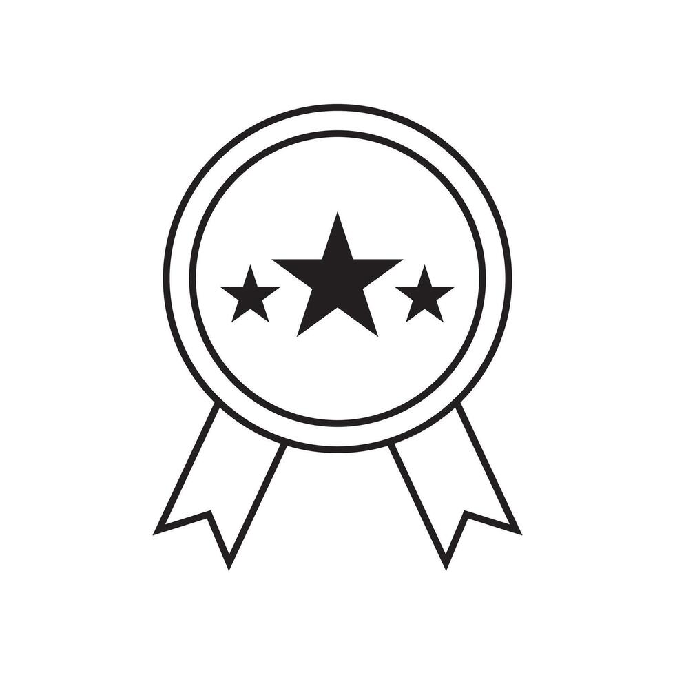 A black and white icon of a star and ribbon vector