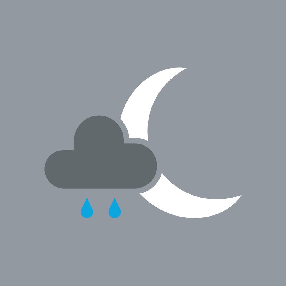 A crescent and a cloud with raindrops vector