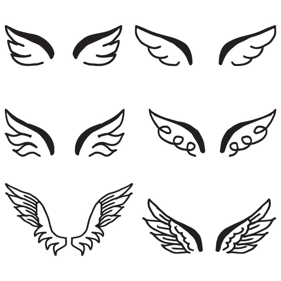 Wings icon set. Outline illustration of wings vector