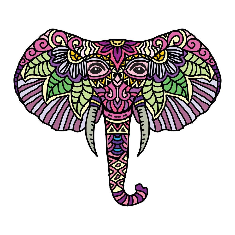 Ethnic elephant head. vector