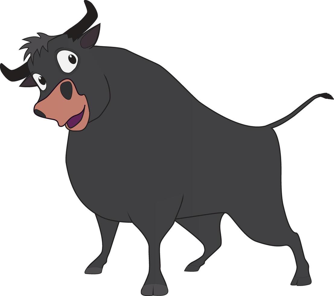 Cartoon of a friendly funny black bull vector